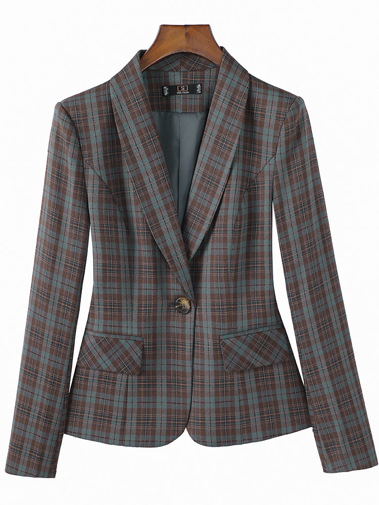 Plaid Suit Slim Fit Coat Female