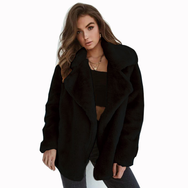 Sexy Plush Slim Lapel Comfort Jacket in Pink, Black & Brown