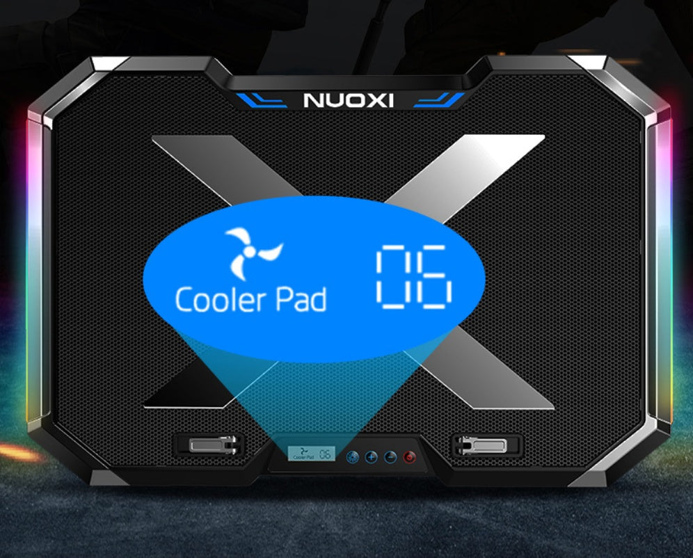 Notebook Cooling Base Radiator with Six-Core Heat Dissipation and RGB Lighting for Under 18" Laptops