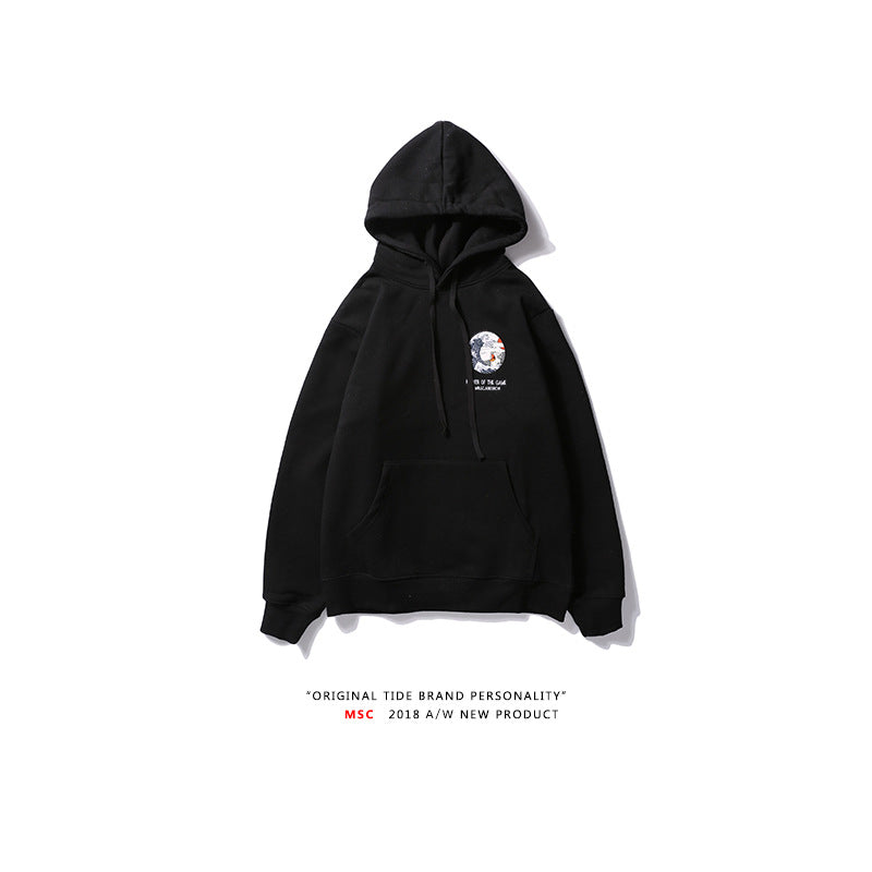 Street Retro Waves Casual Hooded Sweater for Men and Women