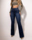 Sexy Elegant High Waist Button Front Shirred Back Casual Female Jeans