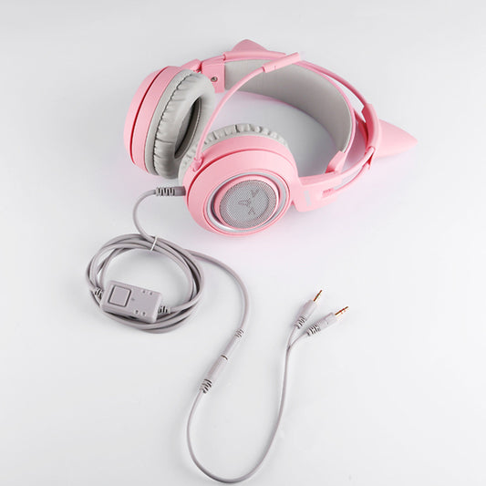 G951s  Girl Cat Ear Gaming Headphone 3.5mm Plug Cute Headset For PC One PS4 Phone Pad Girl Kids Gaming Headset