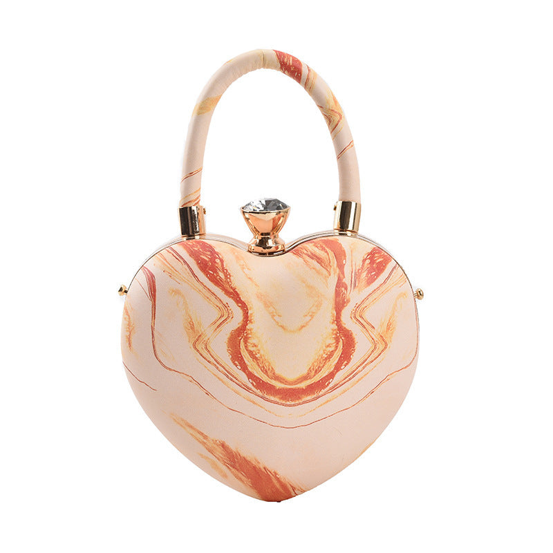 Sac à bandoulière en forme de cœur de style occidental, petit, avec chaîne, couleurs bonbon