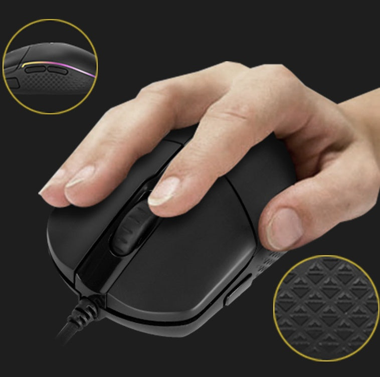 ماوس ألعاب سلكي أسود 5000 نقطة لكل بوصة 9 أزرار USB مريح