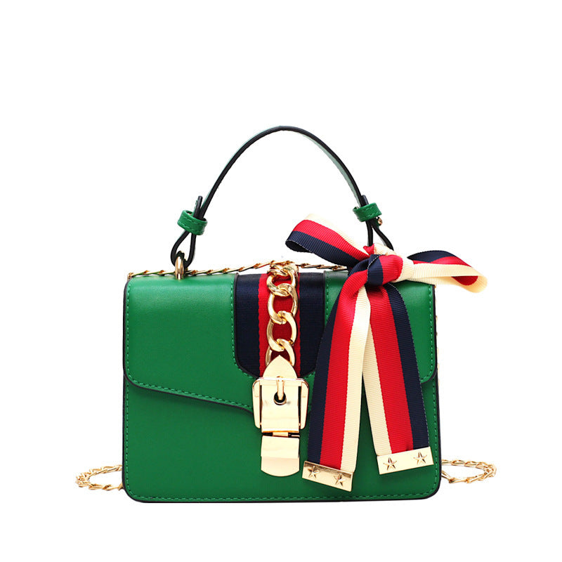 Fashionable Small Square Women's Bag in Red, Green, Black, Beige PU Leather