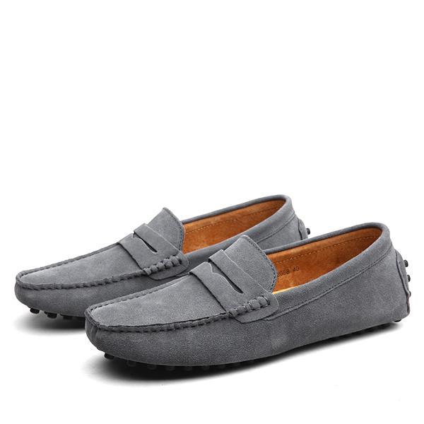 Men's Casual Cowhide Leather Shoes with Rubber Sole