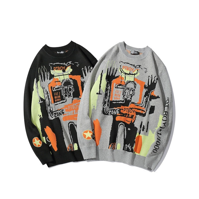 Graffiti Loose Polyester Sweater