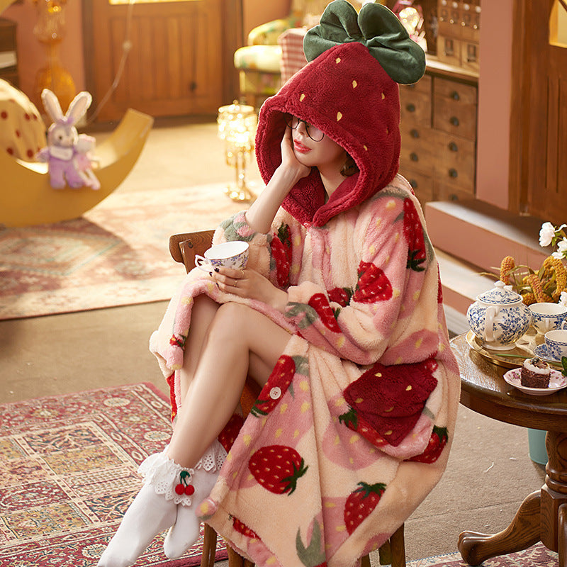 Winter Fleece-Lined Thickened Flannel Pajamas for Outdoor Wear