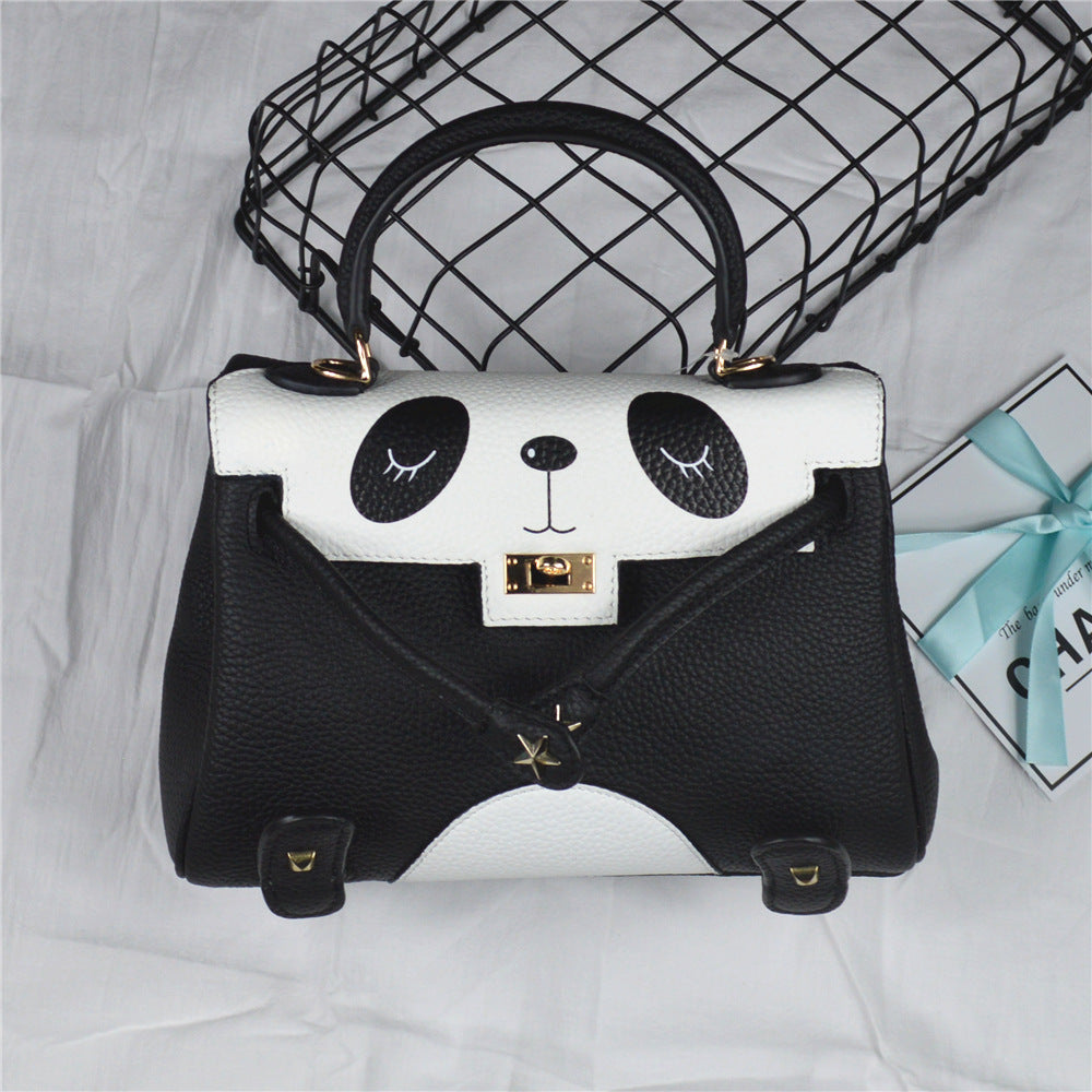 Panda Print Cowhide Leather Handbag – Large & Small Sizes