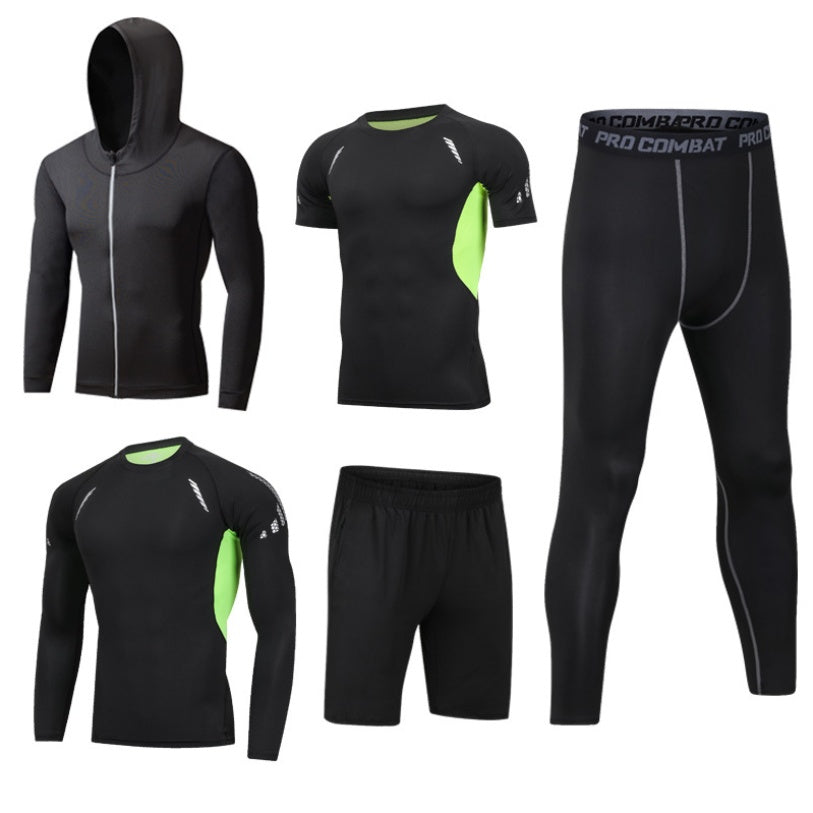 Ensemble Sport Homme Séchage Rapide à Capuche Manches Longues Pantalon Neuf Points Fitness Course à Pied
