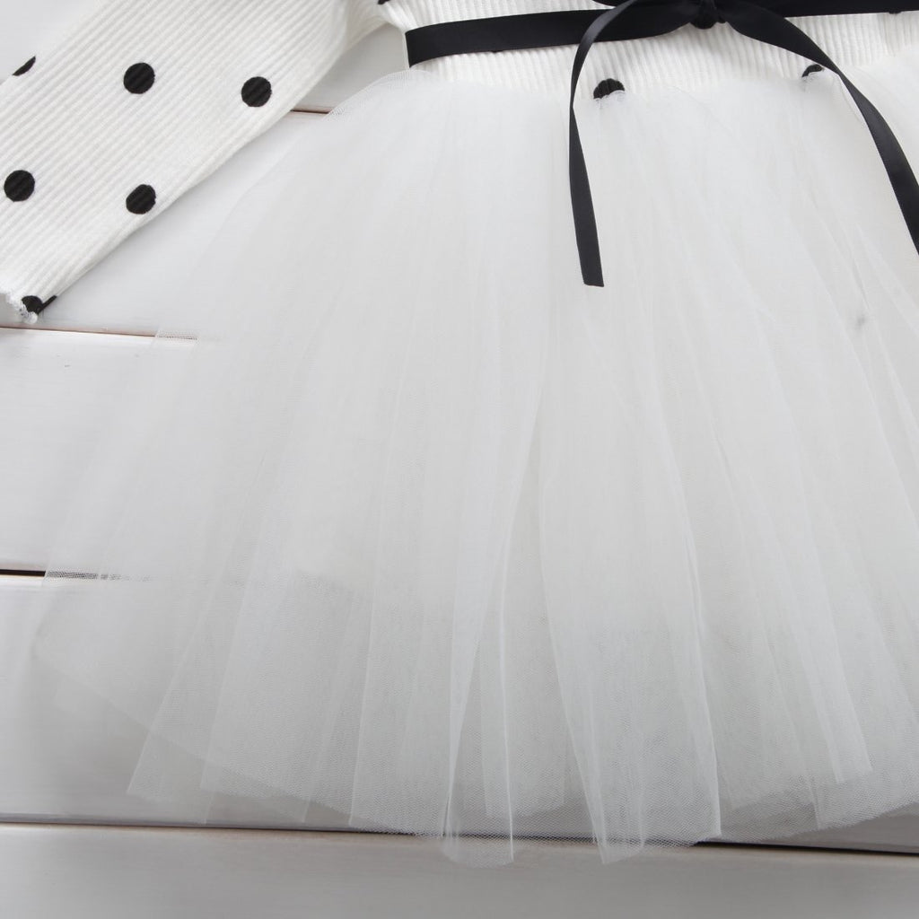 Robe Tutu en Dentelle à Manches Longues pour Bébé Fille pour Printemps Hiver 1er Anniversaire Baptême Vêtements Décontractés pour Bébés de 3 à 8 Ans