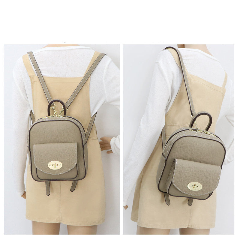 Women's Genuine Cowhide Leather Fashion Backpack 25x21x6.5cm