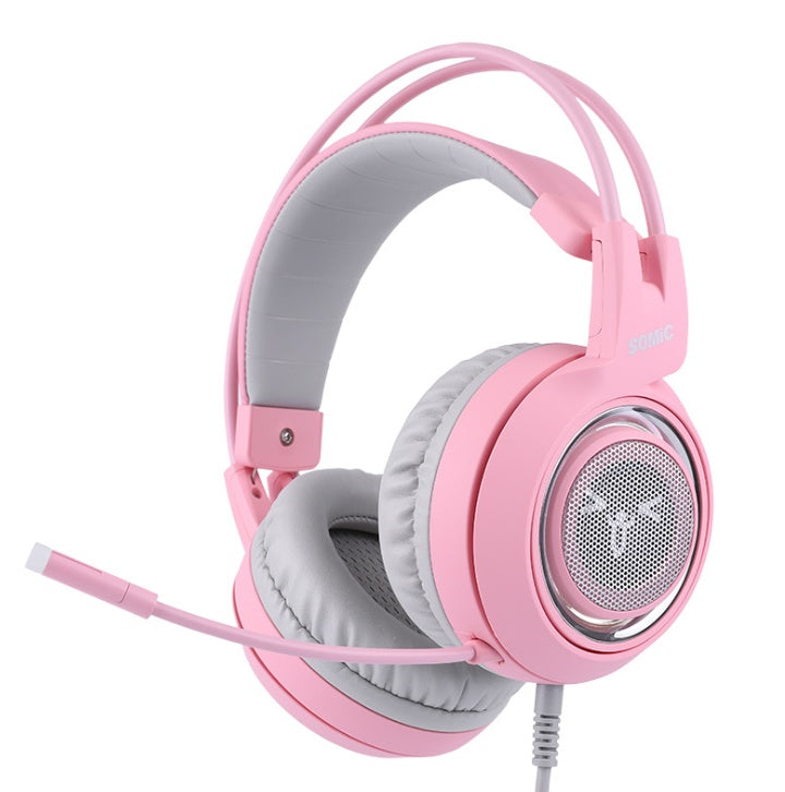 USB 7.1 Virtual Surround Sound Cat Ear Gaming Headset with LED Lights