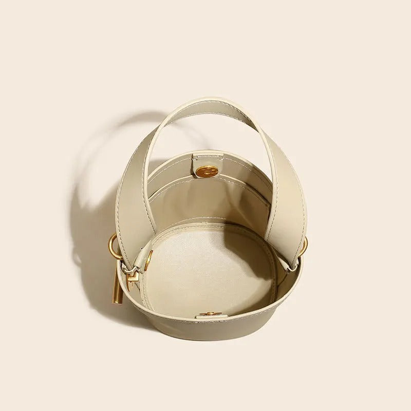 Genuine Leather Women's Portable One-Shoulder Crossbody Bucket Bag