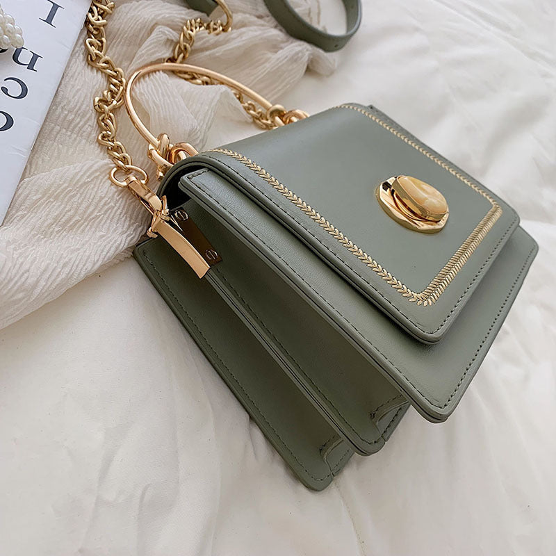 Personalized PU Metal Lock Handbag Horizontal Square