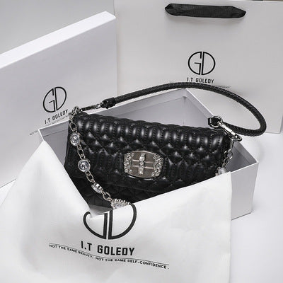 Autumn Winter Women's Small Embroidered PU Underarm Bag