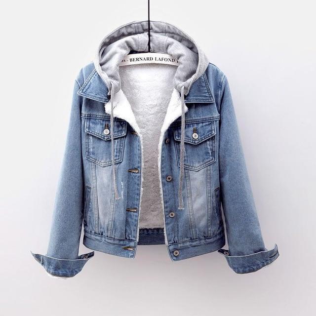 Winter Cotton Denim Coat Short Loose Fit