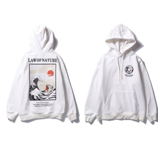 Street Retro Waves Casual Hooded Sweater for Men and Women