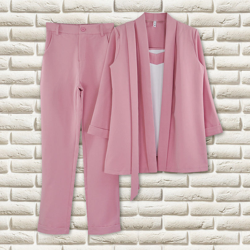 Pants Suit V Neck Buttonless Bracelet Sleeves Blaze