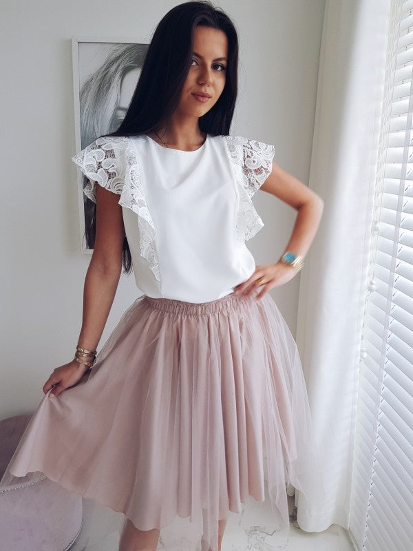 European & American Ladies Cotton Lace Short Sleeve Shirts