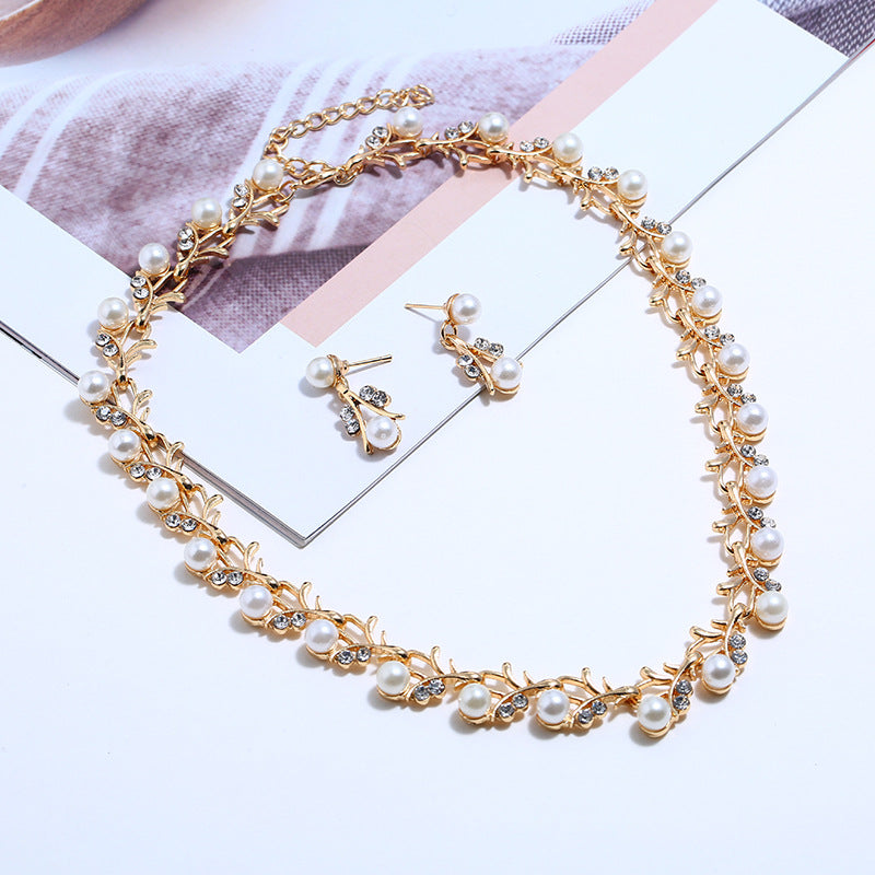 Parure de bijoux collier pendentif perle en argent plaqué or