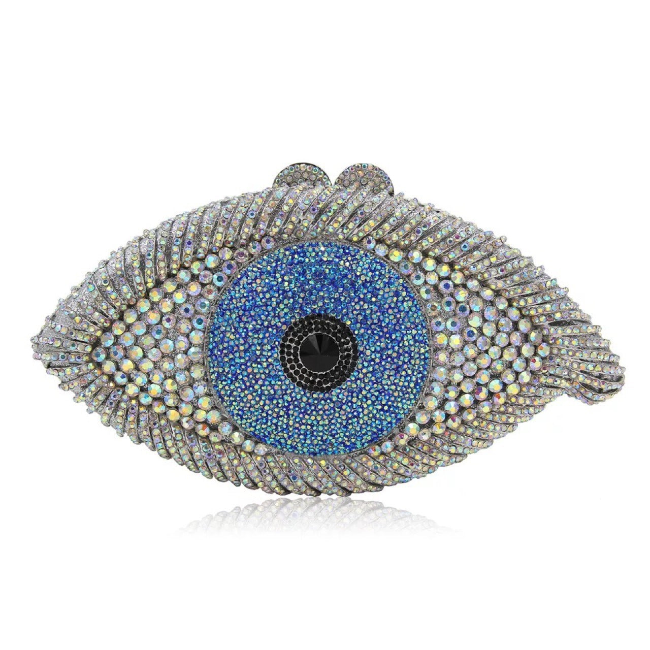 Women's Eye Diamond Evening Bag 23x12x5.5cm Metal Chain Handle
