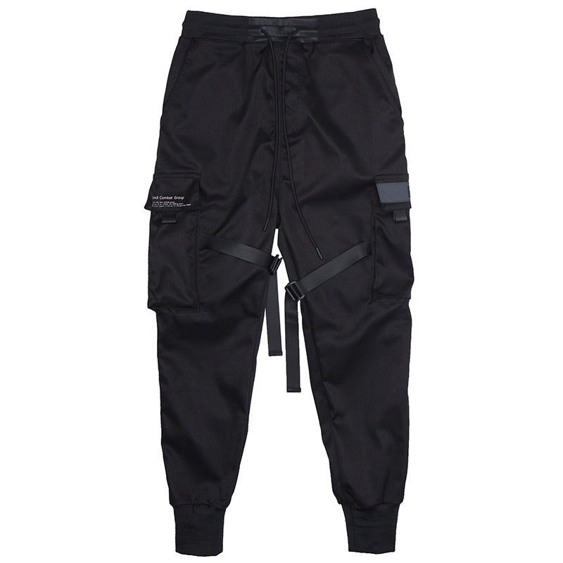 Pantalon de survêtement noir slim pour homme, pleine longueur, avec poches