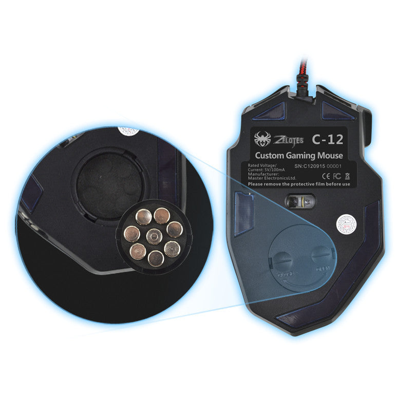 Souris de jeu programmable Zelotes C-12 avec 12 boutons et DPI réglable