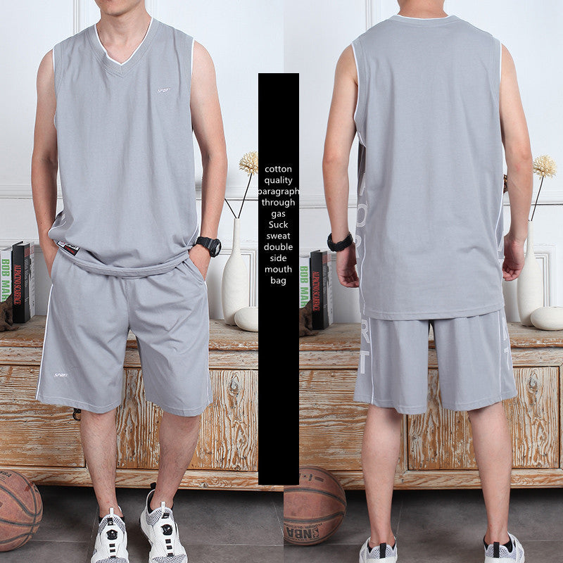 Sleeveless Cotton Polyester Vest and Running Shorts Sportswear