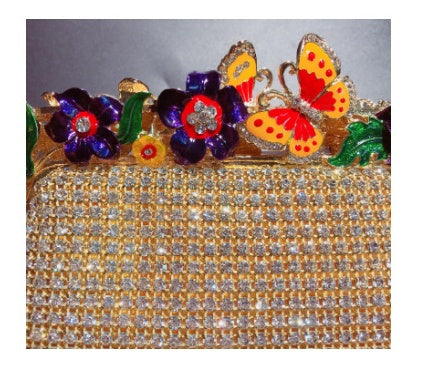 Gold Rhinestone Bridal Dinner Bag with Chain Handle