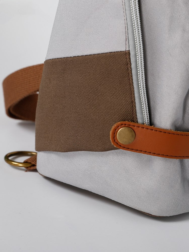 Canvas Chest Bag Crossbody Shoulder Bag with Geometric Pattern