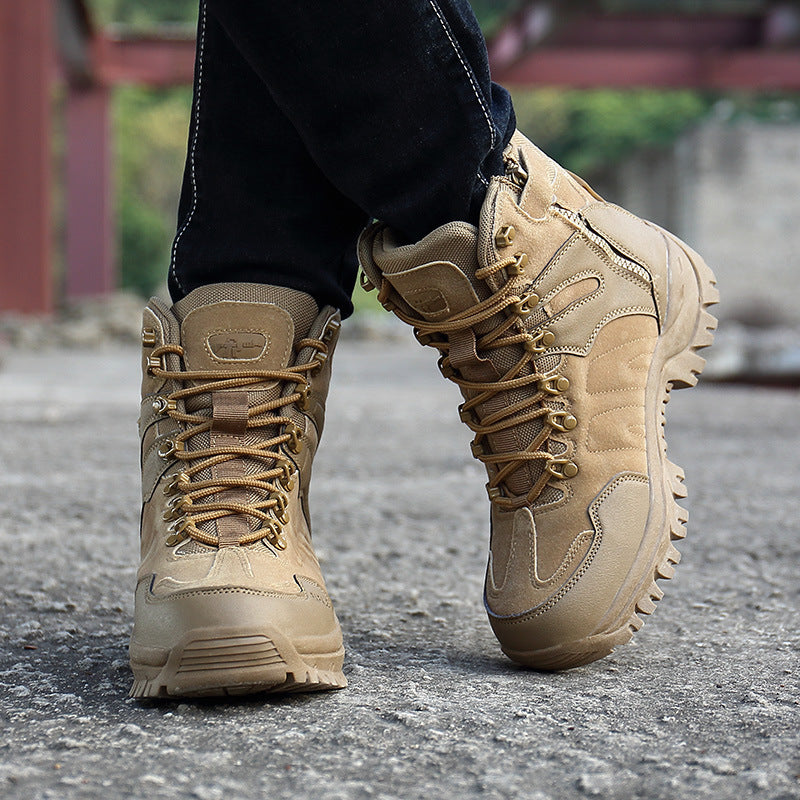 Tactical Military Desert Boots with Suede Upper and Rubber Sole