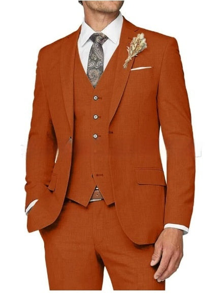 Ensemble de costume trois pièces décontracté ajusté pour homme