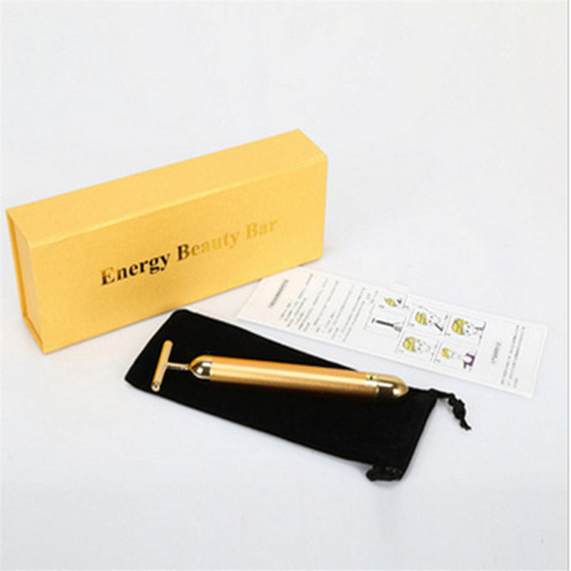Barre de beauté vibrante à impulsions en or 24 carats pour le visage, bâtonnet de massage raffermissant et lissant pour le visage, stylo anti-rides