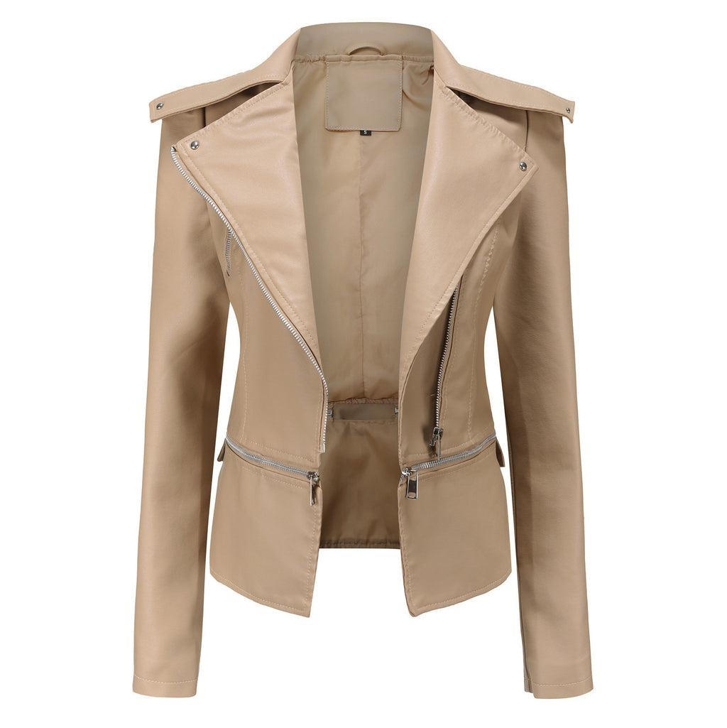 Slim Fit Motorcycle Jacket in Faux Leather, Multiple Colors & Sizes