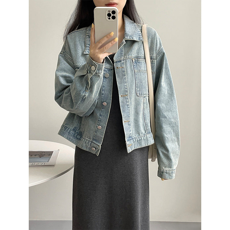 Loose-Washed Blue Denim Jacket in M/L Sizes