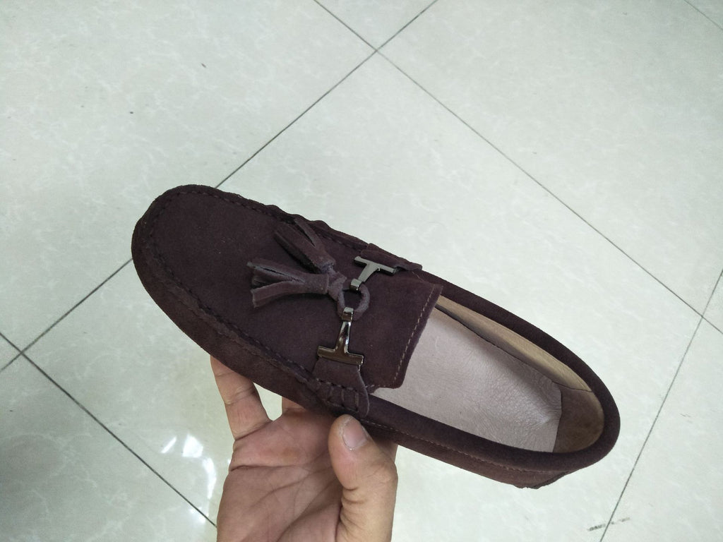 Casual Genuine Cowhide Leather Tassel Flats Shoes for Women