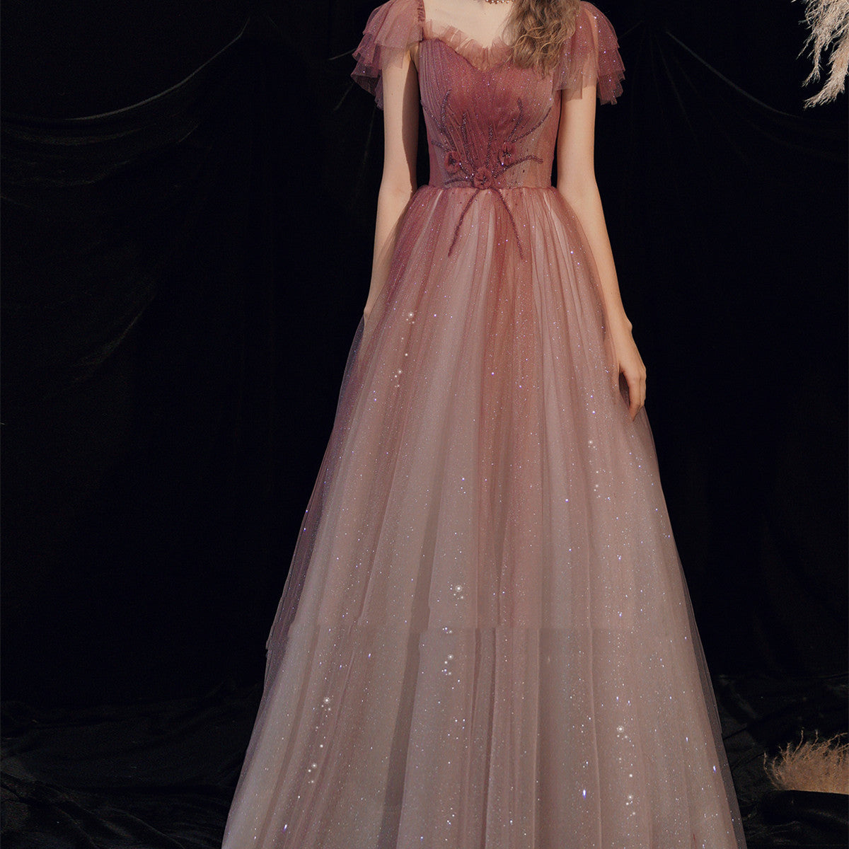 Robe de mariée coréenne dégradée rouge avec bandage pour femmes, tailles XS-L