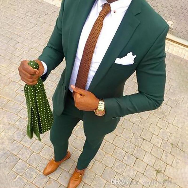 Slim Fit Two-Piece Formal Suit in Solid Colors