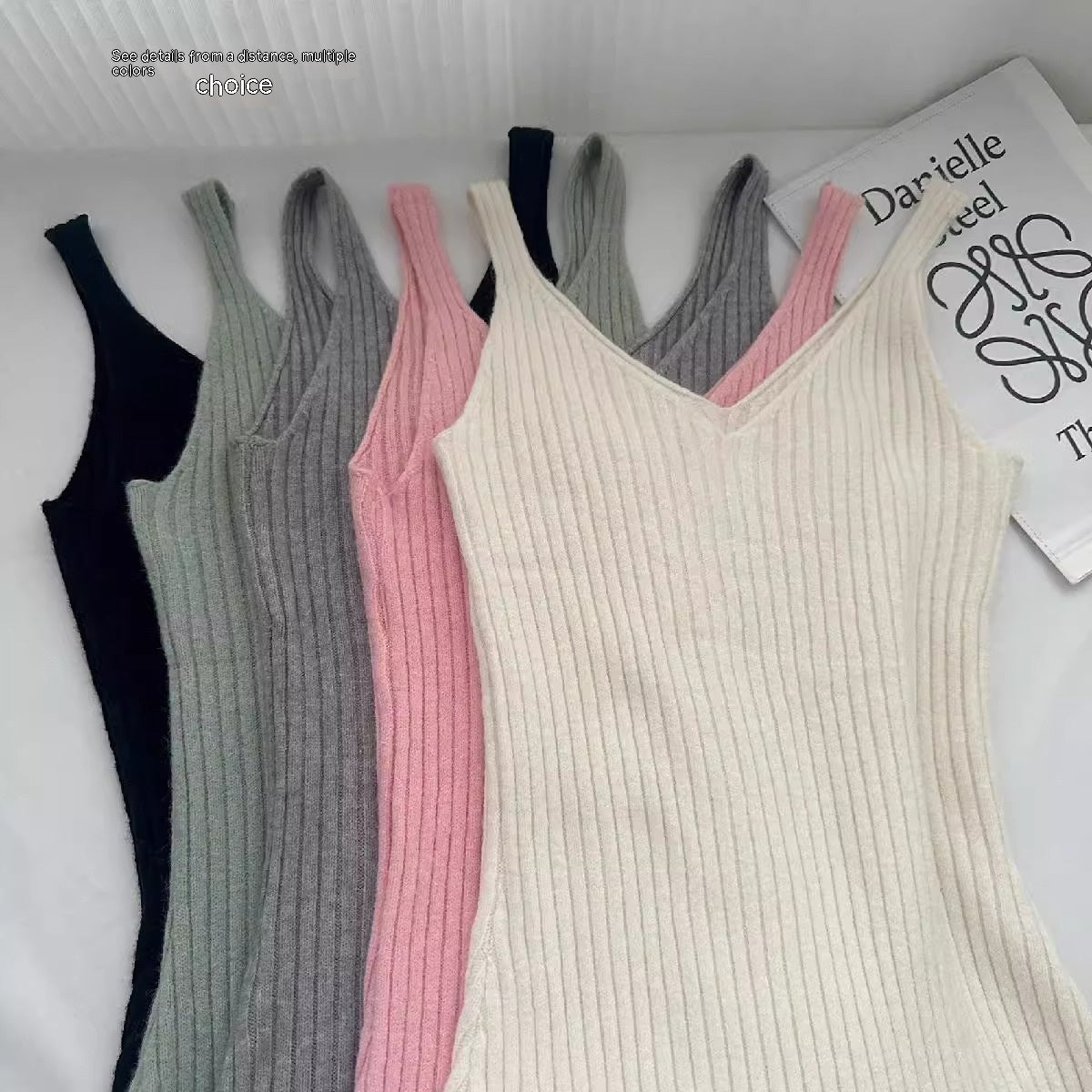 Women's Sling Knitted Dress Sweater Cardigan Night Skirt Suit