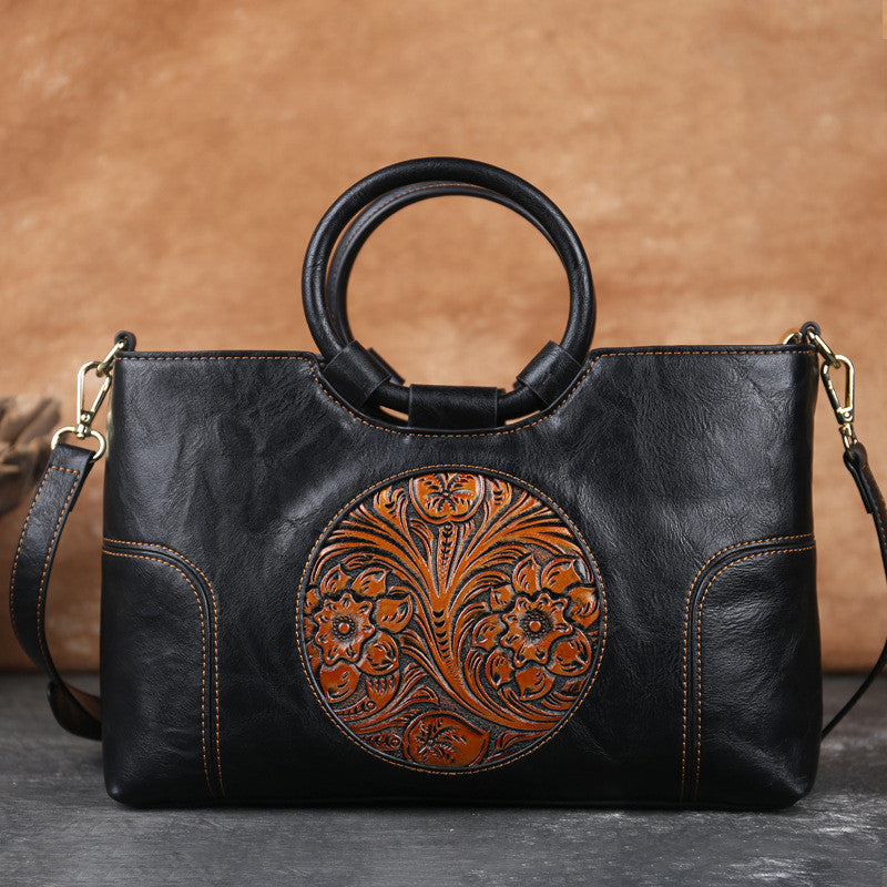 Sac à bandoulière Rétro Floral en PU avec Fermeture Éclair