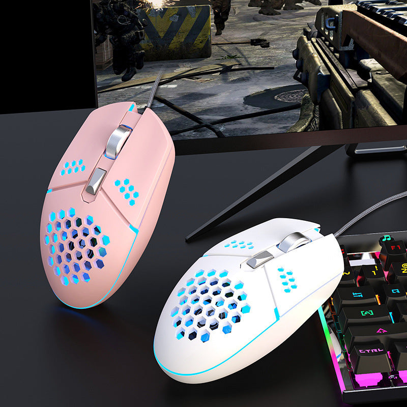 Souris Gamer Mécanique avec Trou de Refroidissement, 6 Boutons, 4 Niveaux de DPI, Filaire USB, 123x65x38mm