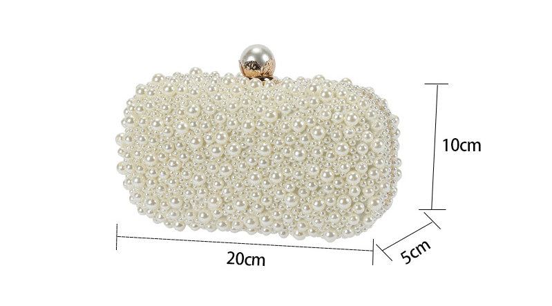 Pochette de soirée en satin et perles pour femme avec fermoir