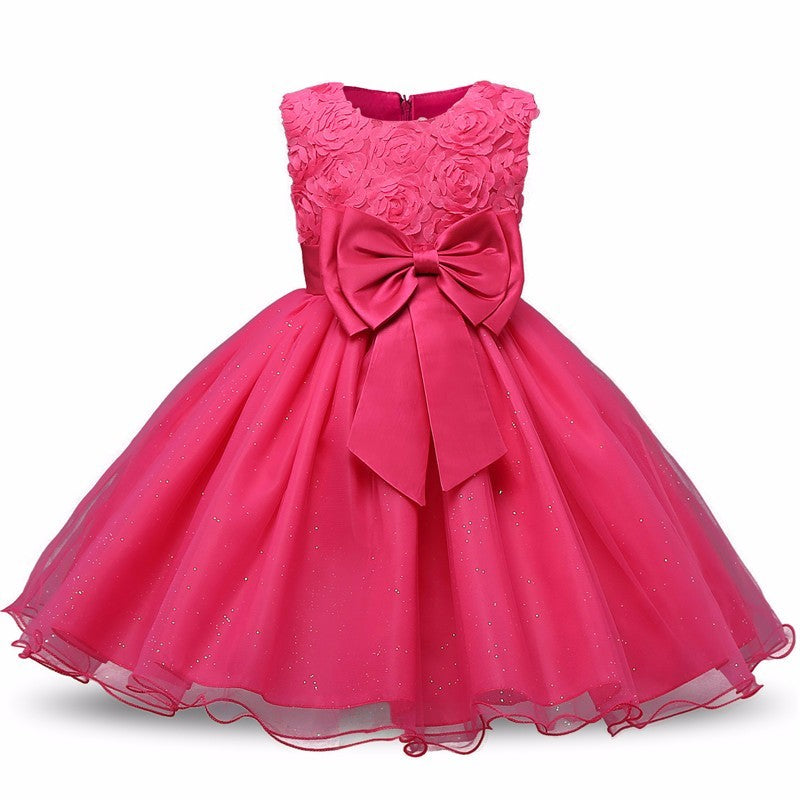 Princess Flower Girl Knee-Length Tutu Dress for Summer Wedding & Birthday Party