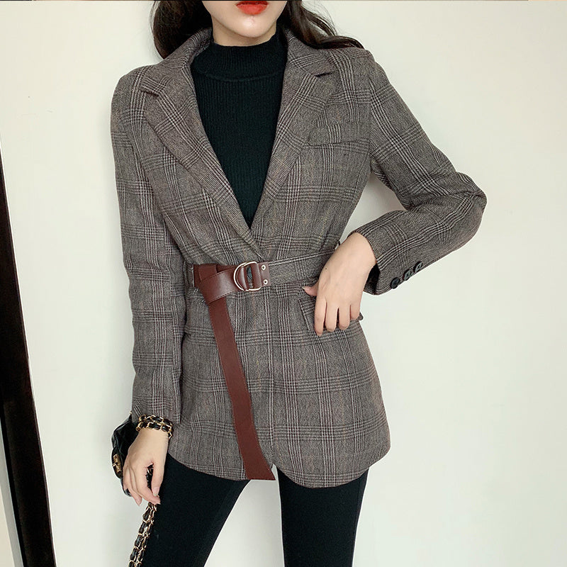 British Style Retro Plain Single-Breasted Blazer