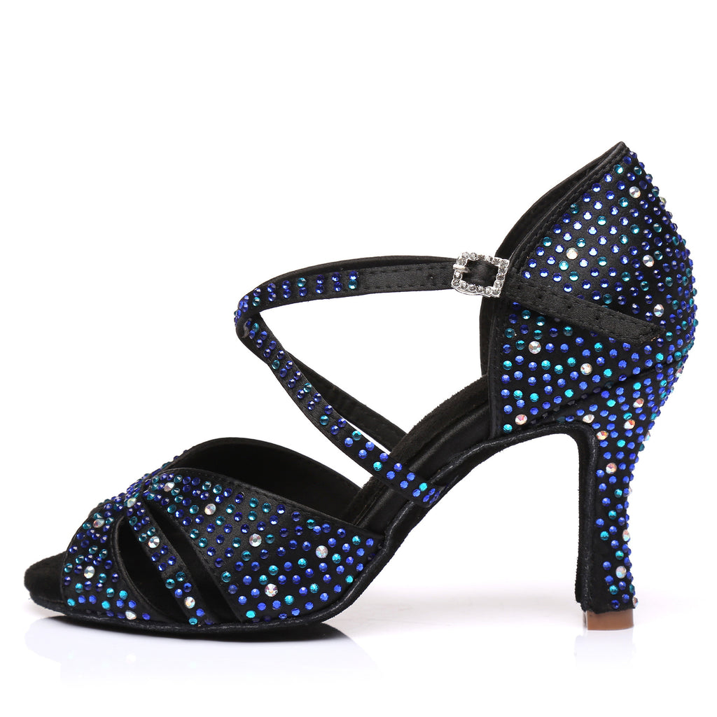 Black & Blue Diamond High Heels 8cm Heel Size 33-41