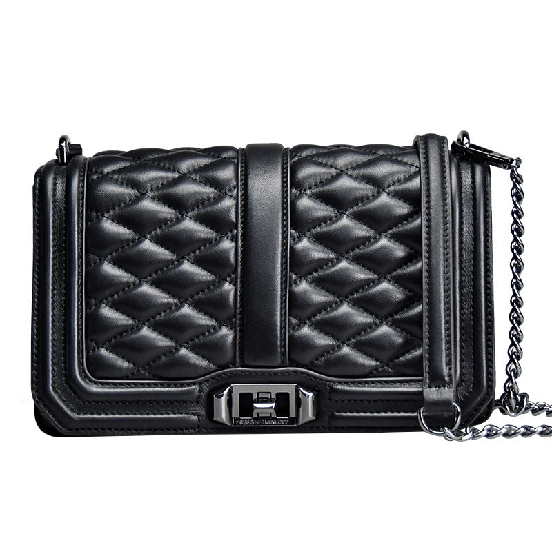 Women's Rhombic Chain Shoulder Bag Crossbody Plaid Cowhide