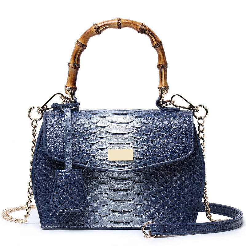 Snake Print PU Crossbody Bag with Magnetic Closure