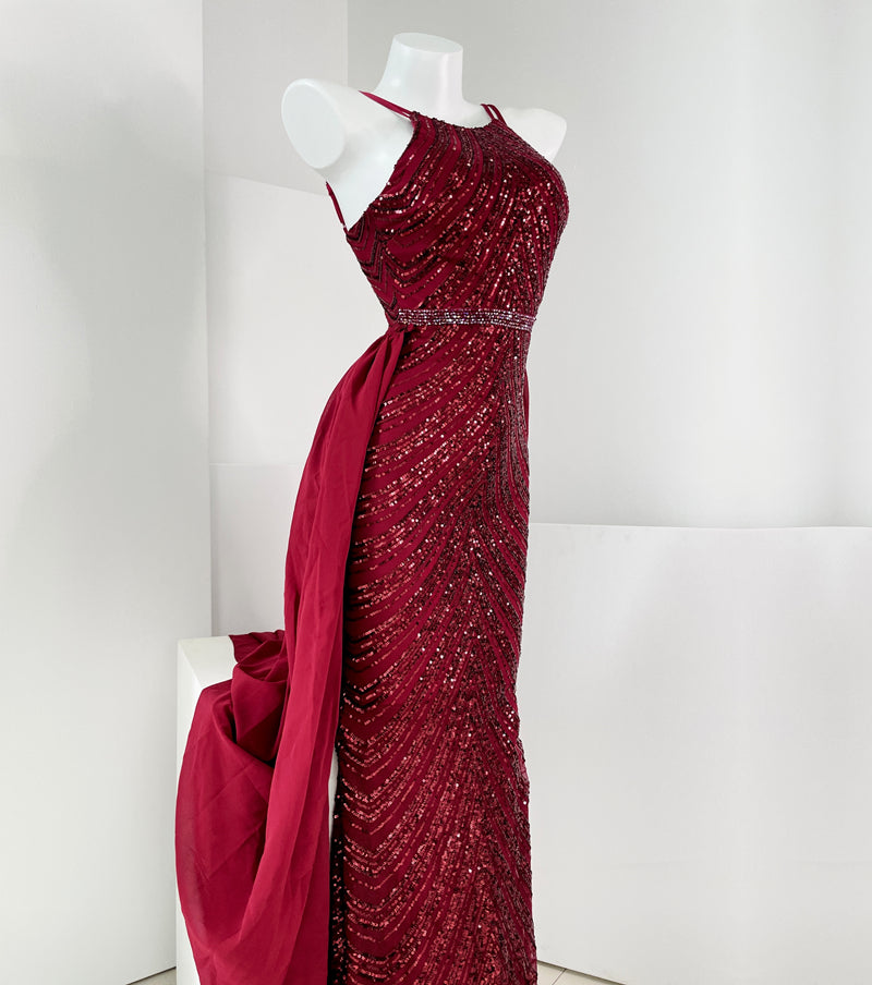 Robe Fourreau Blanche à Paillettes et Nœud Élégante Haut de Gamme