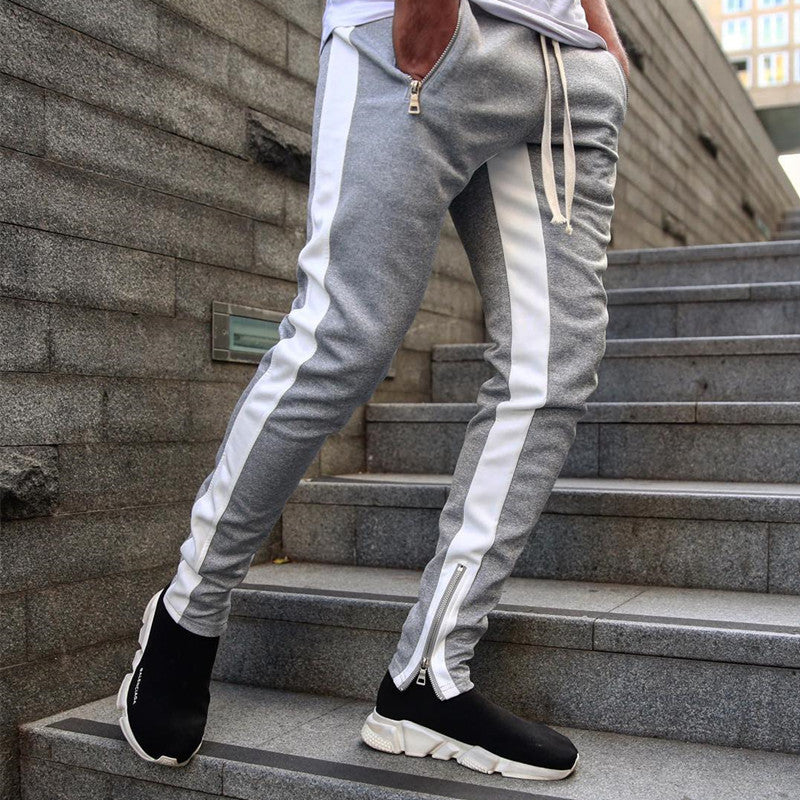 Men's Slim Fit Workout Jogging Pants with Zipper Pockets